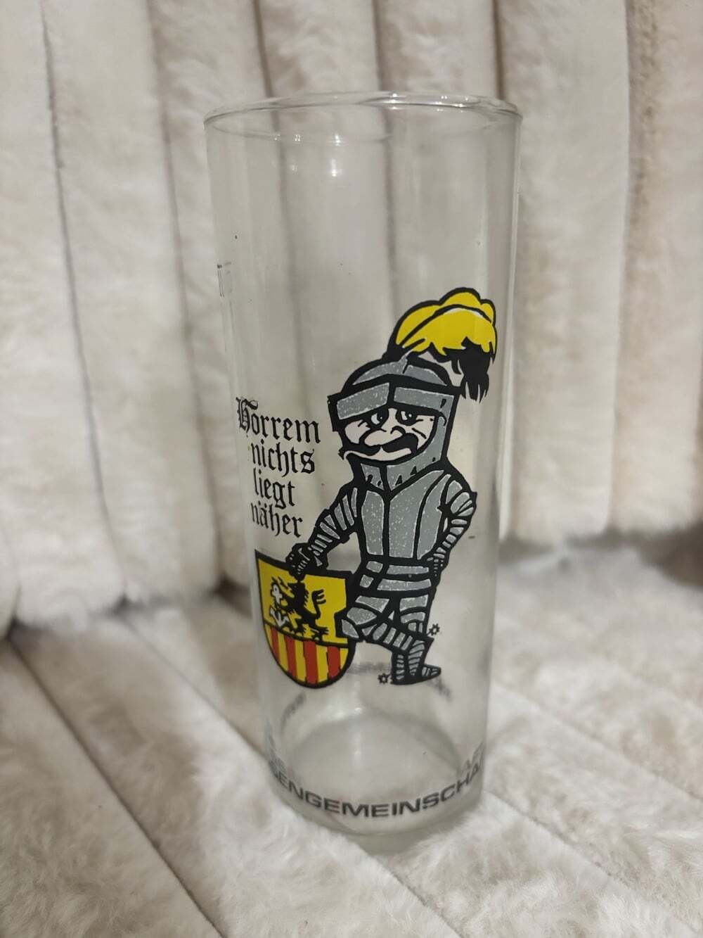 Vintage German Beer Glass Horrem Nichts Liegt Näher Aktionsgemeinschaft Knight